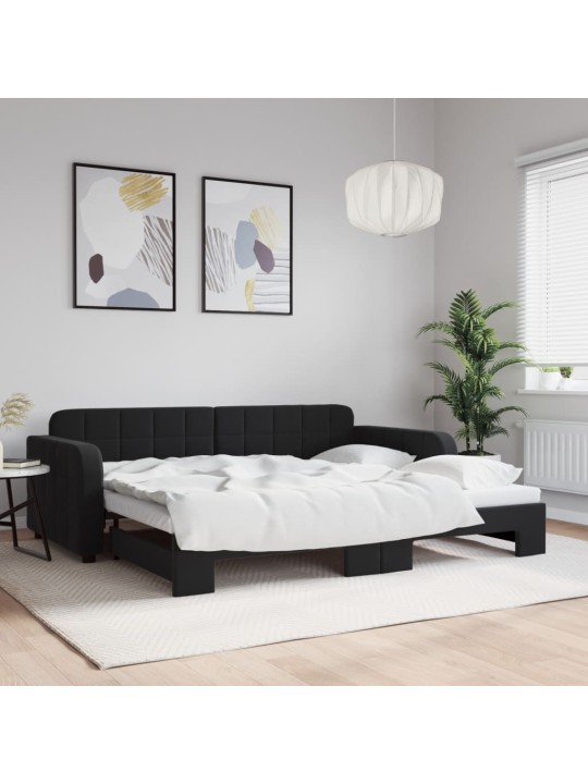 DIIVANVOODI VÄLJATÕMMATAVA OSAGA, MUST, 90X190 CM, SAMET