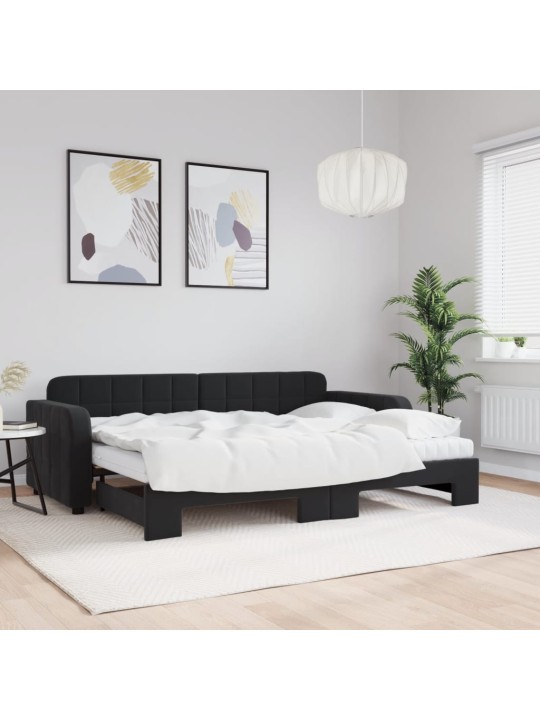 DIIVANVOODI VÄLJATÕMMATAVA OSAGA, MUST, 80X200 CM, SAMET