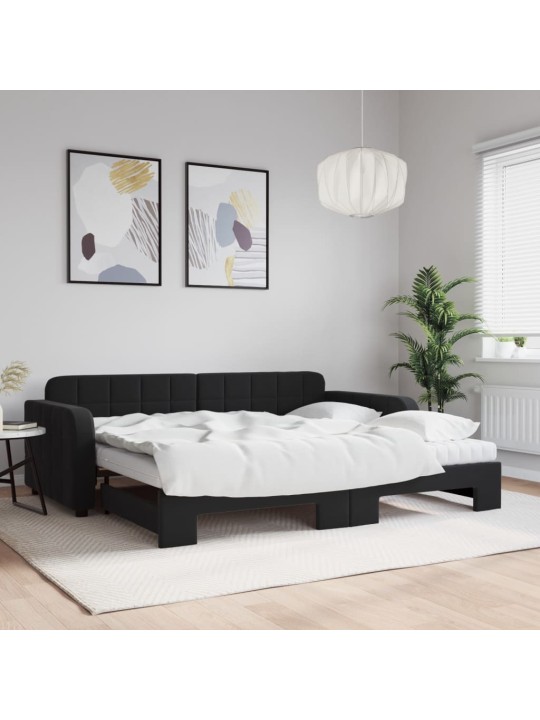 DIIVANVOODI VÄLJATÕMMATAVA OSAGA, MUST, 90X190 CM, SAMET