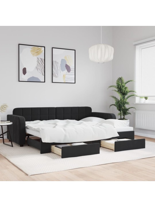 DIIVANVOODI VÄLJATÕMMATAVA OSAGA, MUST, 80X200 CM, SAMET