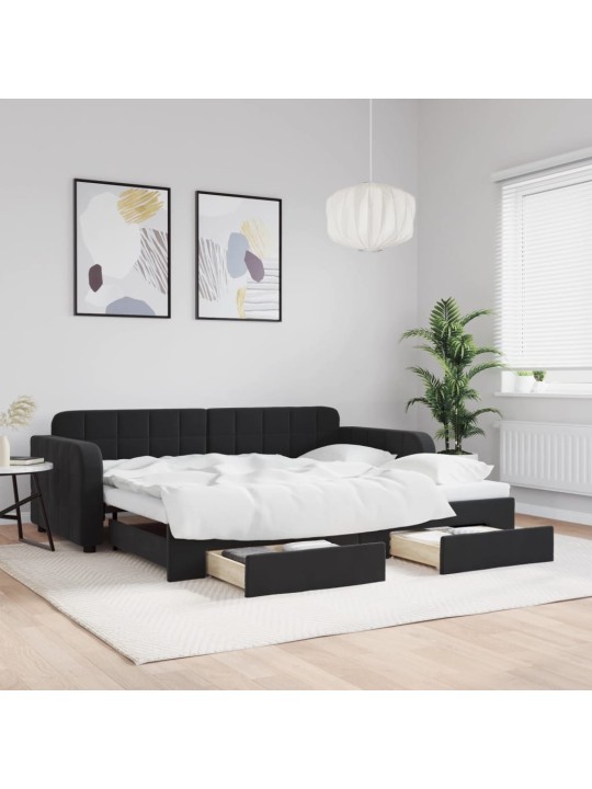 DIIVANVOODI VÄLJATÕMMATAVA OSAGA, MUST, 90X190 CM, SAMET