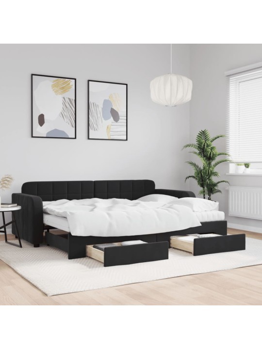 DIIVANVOODI VÄLJATÕMMATAVA OSAGA, MUST, 80X200 CM, SAMET