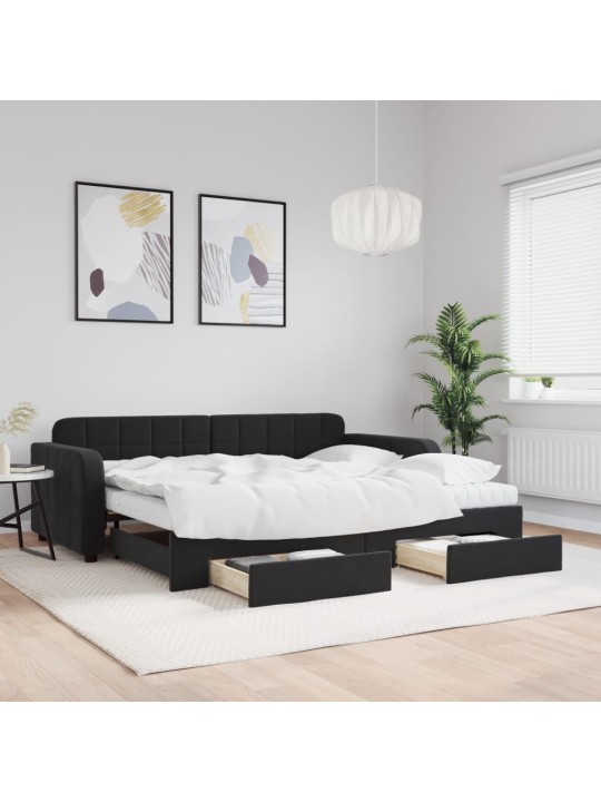 DIIVANVOODI VÄLJATÕMMATAVA OSAGA, MUST, 90X190 CM, SAMET