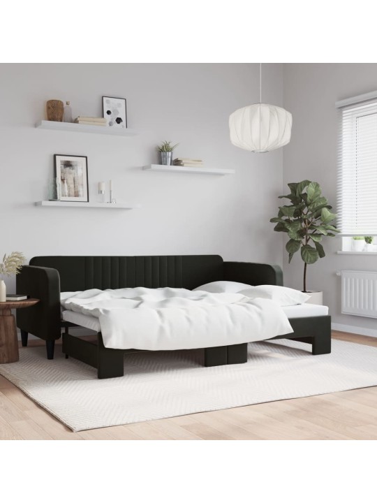 DIIVANVOODI VÄLJATÕMMATAVA OSAGA, MUST, 80X200 CM, SAMET