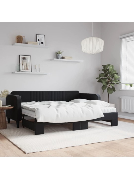 DIIVANVOODI VÄLJATÕMMATAVA OSAGA, MUST, 80X200 CM, SAMET
