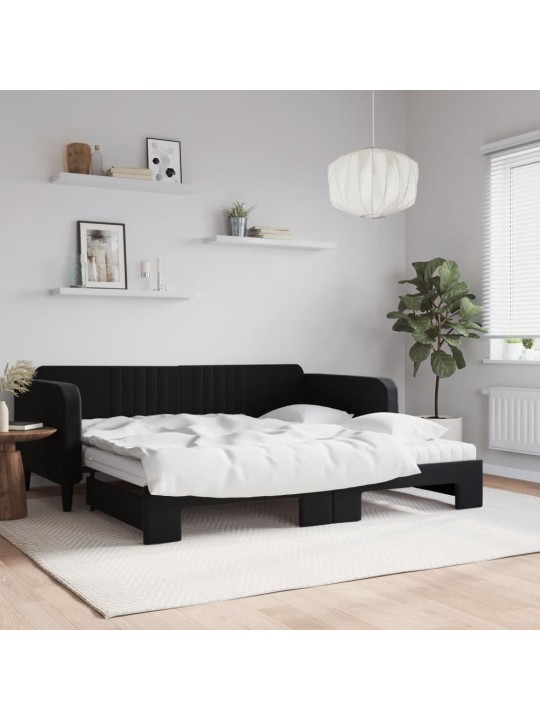 DIIVANVOODI VÄLJATÕMMATAVA OSAGA, MUST, 100X200 CM, SAMET