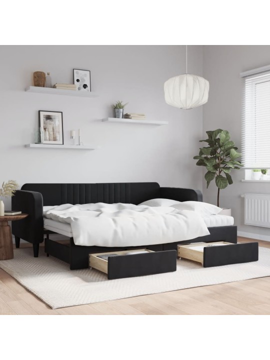 DIIVANVOODI VÄLJATÕMMATAVA OSAGA, MUST, 80X200 CM, SAMET