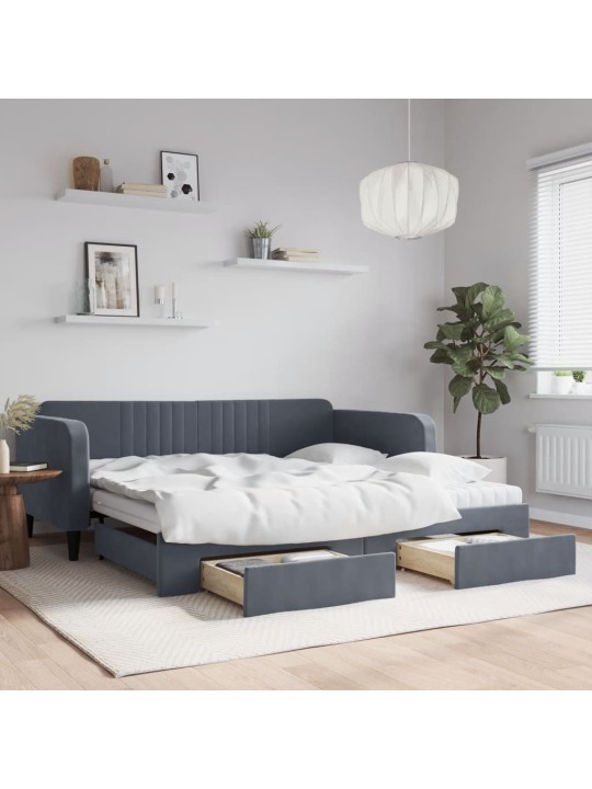 DIIVANVOODI VÄLJATÕMMATAV/SAHTLITEGA TUMEHALL 100X200 CM SAMET