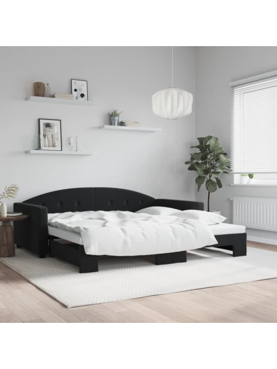 DIIVANVOODI VÄLJATÕMMATAVA OSAGA, MUST, 100X200 CM, SAMET