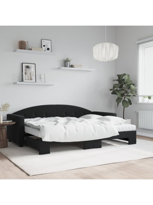 Diivanvoodi väljatõmmatava osaga, must, 80x200 cm, samet