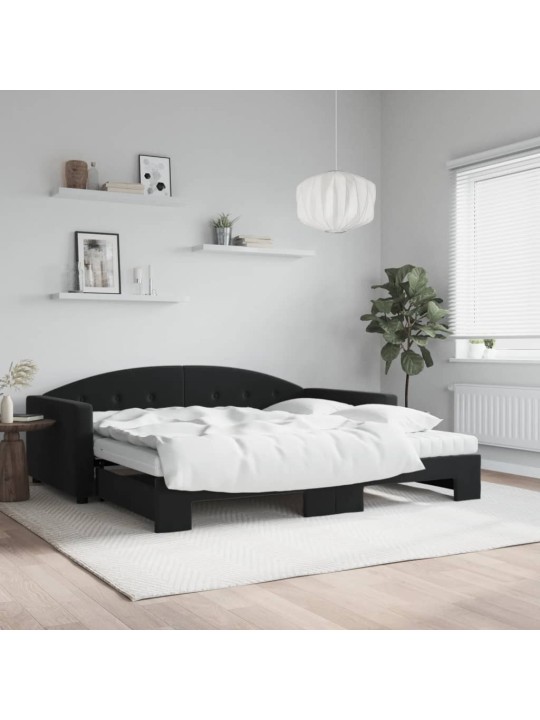 DIIVANVOODI VÄLJATÕMMATAVA OSAGA, MUST, 100X200 CM, SAMET
