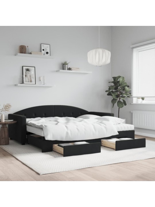 DIIVANVOODI VÄLJATÕMMATAVA OSAGA, MUST, 90X190 CM, SAMET