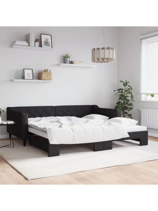 DIIVANVOODI VÄLJATÕMMATAVA OSAGA, MUST, 100X200 CM, KANGAS