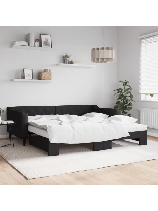 DIIVANVOODI VÄLJATÕMMATAVA OSAGA, MUST, 100X200 CM, KANGAS