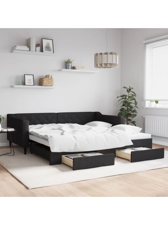 DIIVANVOODI VÄLJATÕMMATAVA OSAGA, MUST, 100X200 CM, KANGAS