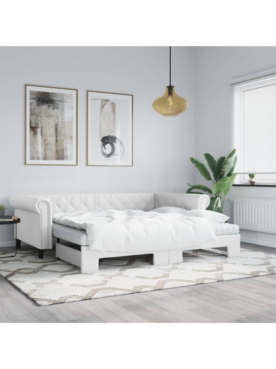 DIIVANVOODI VÄLJATÕMMATAVA OSAGA, VALGE, 90X200 CM, KUNSTNAHK