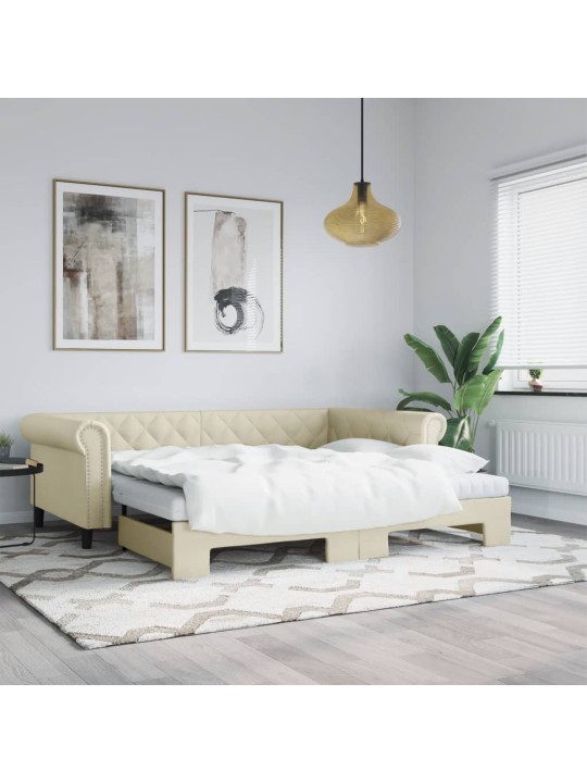 DIIVANVOODI VÄLJATÕMMATAVA OSAGA, KREEMJAS, 90X200 CM KUNSTNAHK