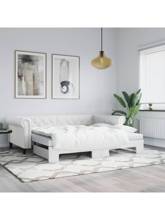 DIIVANVOODI VÄLJATÕMMATAVA OSAGA, VALGE, 90X200 CM, KUNSTNAHK