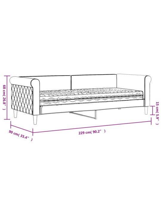 Diivanlvoodi madratsiga, must, 80x200 cm, samet