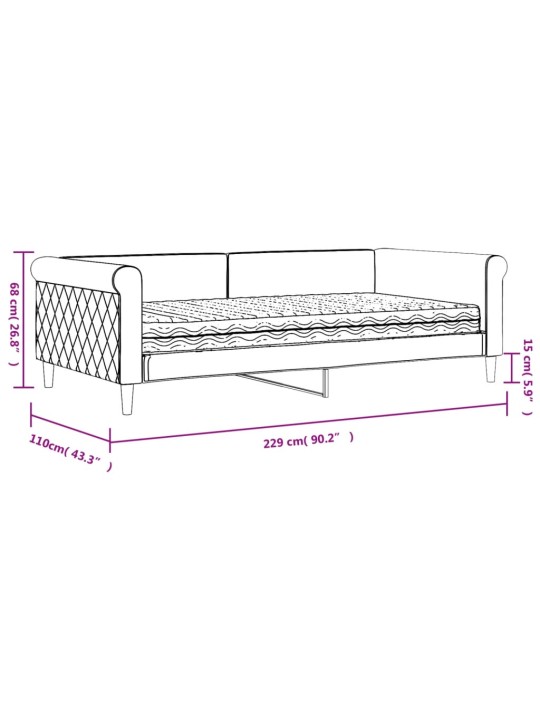 Diivanvoodi madratsiga, must, 100x200 cm, samet