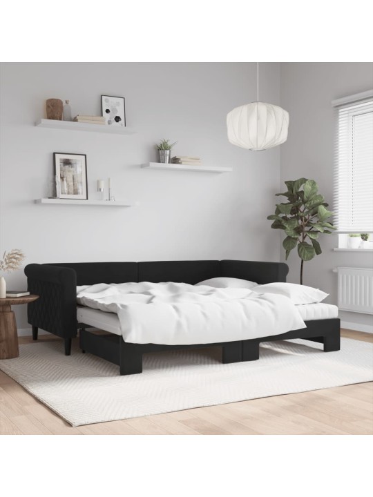 DIIVANVOODI VÄLJATÕMMATAVA OSAGA, MUST, 90X190 CM, SAMET