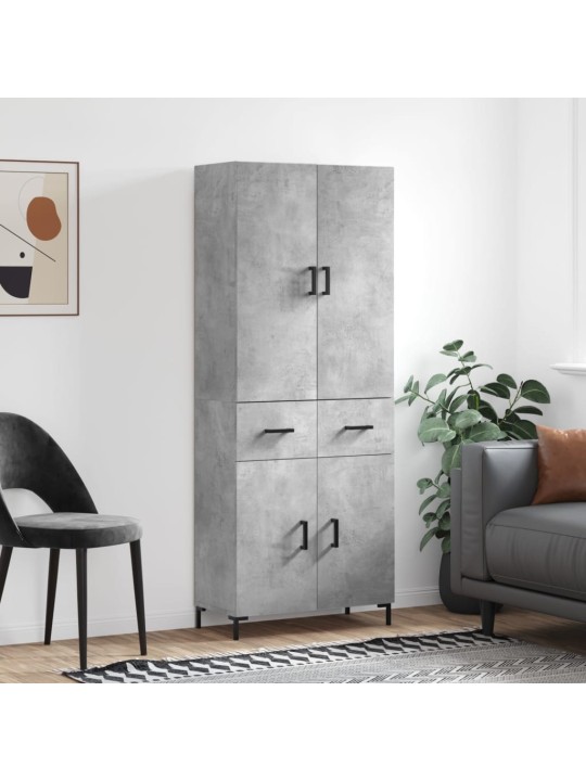 Kõrge kapp, betoonhall, 69,5 x 34 x 180 cm,tehispuit