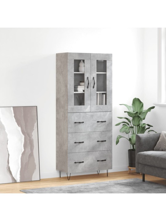 Kõrge kapp, betoonhall, 69,5 x 34 x 180 cm,tehispuit