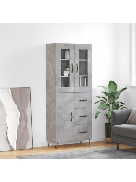 Kõrge kapp, betoonhall, 69,5 x 34 x 180 cm,tehispuit