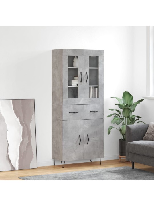 Kõrge kapp, betoonhall, 69,5 x 34 x 180 cm,tehispuit