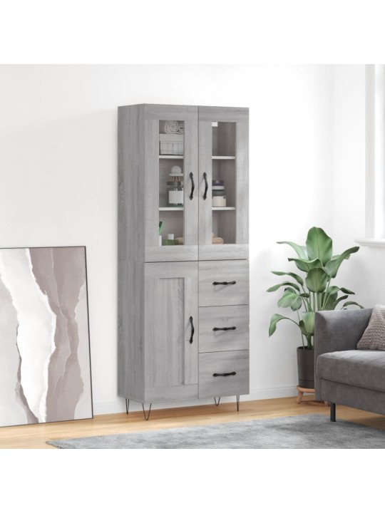 Kõrge kapp, hall sonoma tamm, 69,5 x 34 x 180 cm, tehispuit