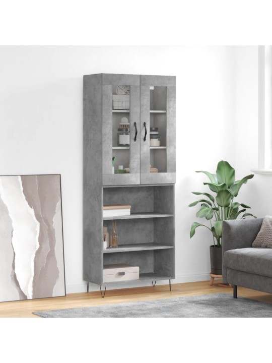 Kõrge kapp, betoonhall, 69,5 x 34 x 180 cm,tehispuit