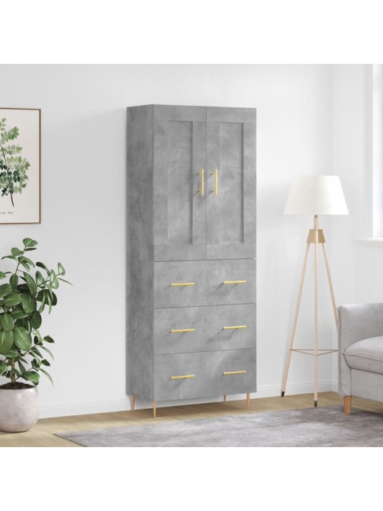 Kõrge kapp, betoonhall, 69,5 x 34 x 180 cm,tehispuit