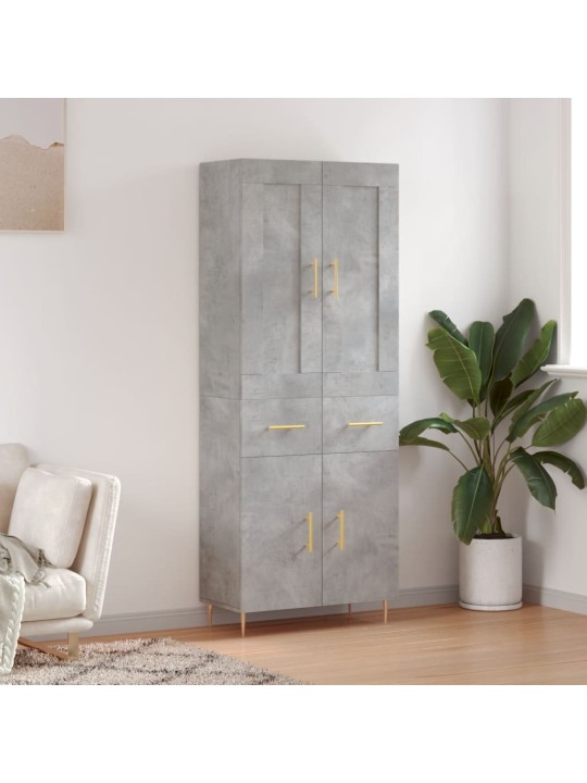 Kõrge kapp, betoonhall, 69,5 x 34 x 180 cm,tehispuit