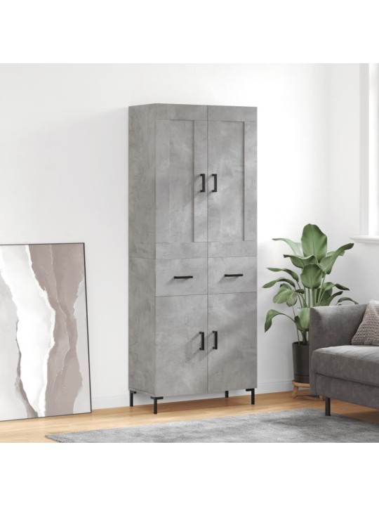 Kõrge kapp, betoonhall, 69,5 x 34 x 180 cm,tehispuit