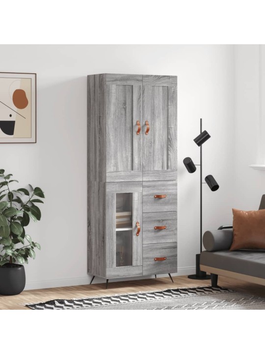 Kõrge kapp, hall sonoma tamm, 69,5 x 34 x 180 cm, tehispuit