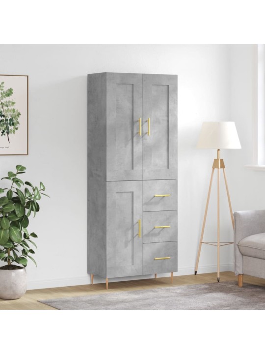 Kõrge kapp, betoonhall, 69,5 x 34 x 180 cm,tehispuit