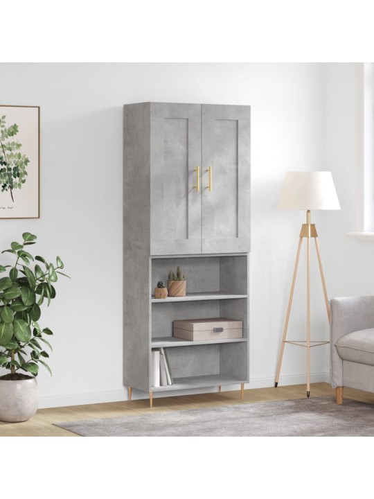 Kõrge kapp, betoonhall, 69,5 x 34 x 180 cm,tehispuit
