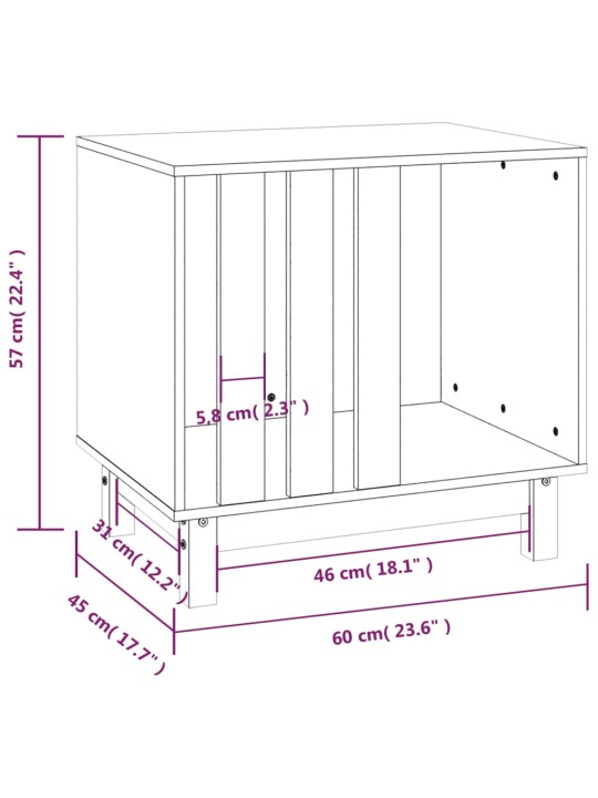 Koerakuut, valge, 60 x 45 x 57 cm, männipuit