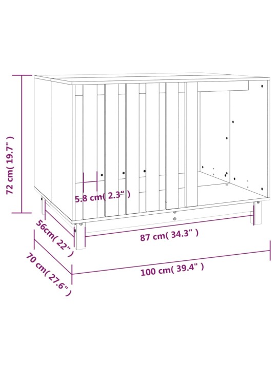 Koerakuut, valge, 100 x 70 x 72 cm, männipuit