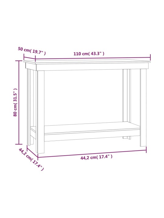 Tööpink, valge, 110x50x80 cm, männipuit