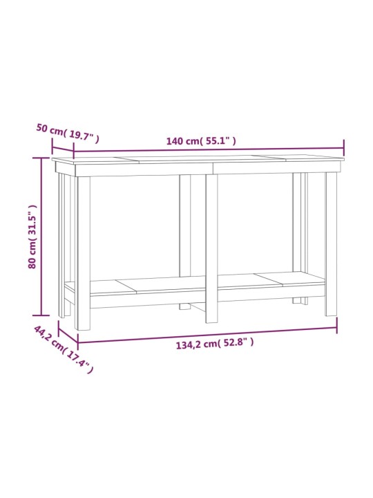 Tööpink, valge, 140 x 50 x 80 cm, männipuit