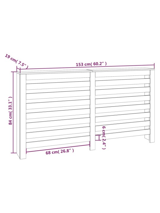 Radiaatorikate, 153 x 19 x 84 cm, männipuit