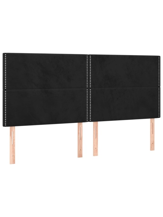 KONTINENTAALVOODI MADRATSIGA, MUST, 160X200 CM, SAMET
