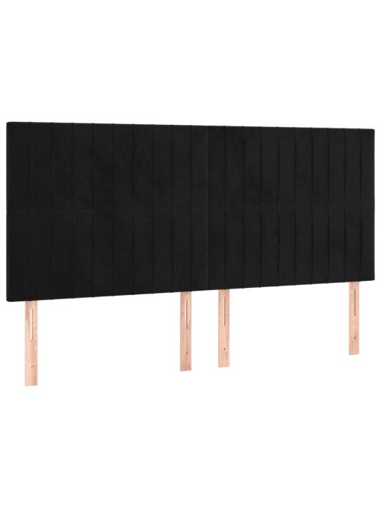 KONTINENTAALVOODI MADRATSIGA, MUST, 160X200 CM, SAMET
