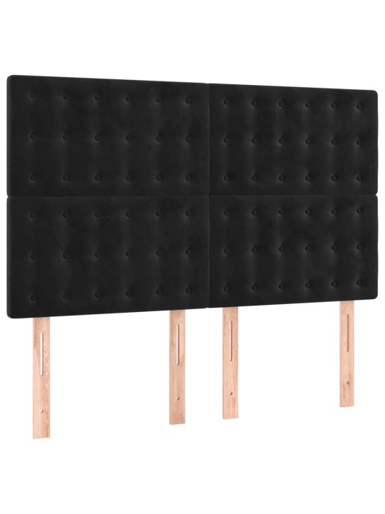 KONTINENTAALVOODI MADRATSIGA,MUST, 140X190 CM, SAMET