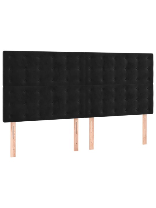 KONTINENTAALVOODI MADRATSIGA, MUST, 200X200 CM, SAMET