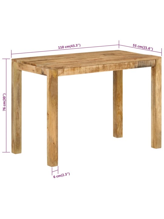 Söögilaud, 110 x 55 x 76 cm, toekas mangopuit