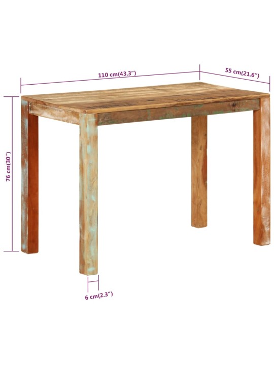 Söögilaud, 110 x 55 x 76 cm, taastatud puit