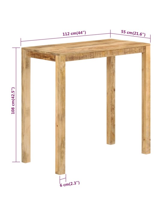 Baarilaud, 112 x 55 x 108 cm, toekas mangopuit