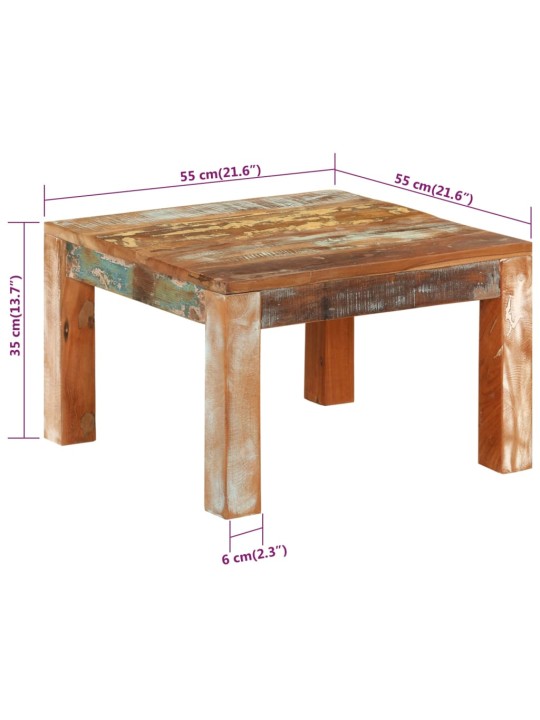 Kohvilaud, 55 x 55 x 35 cm, taastatud puit